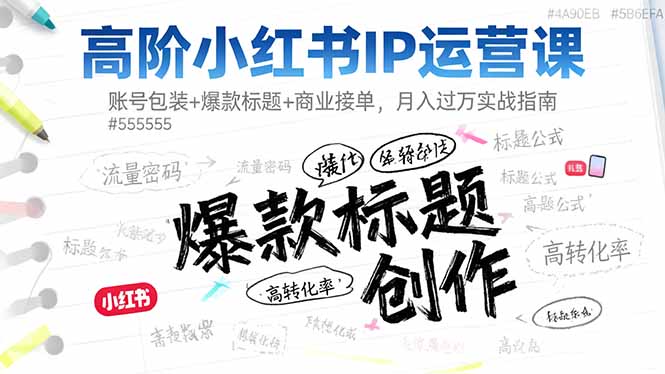 高阶小红书IP运营课：账号包装+爆款标题+商业接单，月入过万实战指南-小鹏项目网