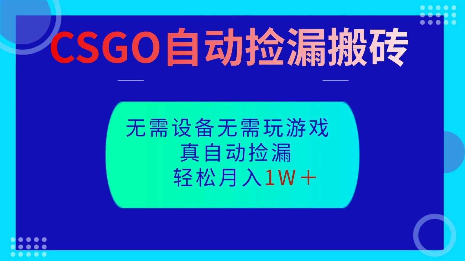 CSGO自动捡漏搬砖，当天操作当天见结果，无需了解游戏，包教包会包落地-小鹏项目网