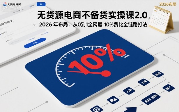 无货源电商不备货实操课2.0，2026年布局，从0到1全网最低10%费比全链路打法【更新中】-小鹏项目网