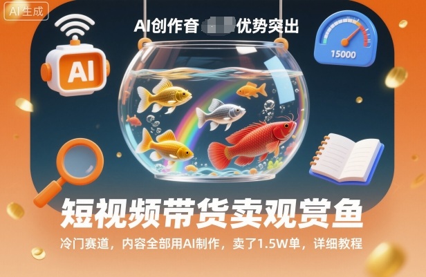 短视频带货卖观赏鱼，冷门赛道，内容全部用AI制作，卖了1.5W单，详细教程-小鹏项目网