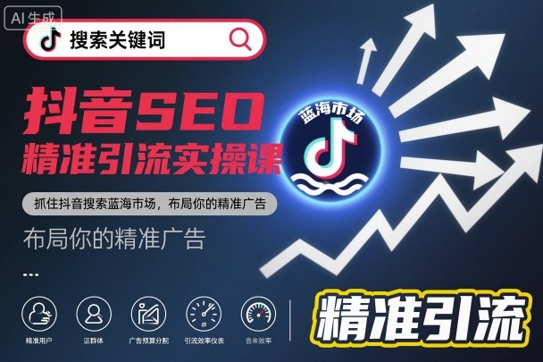 抖音SEO精准引流实操课，抓住抖音搜索蓝海市场，布局你的精准广告-小鹏项目网