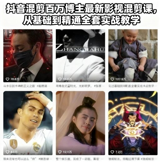 抖音混剪百万博主最新影视混剪课，从基础到精通全套实战教学(更新)-小鹏项目网