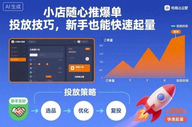 小店随心推爆单投放技巧，新手也能快速起量-小鹏项目网
