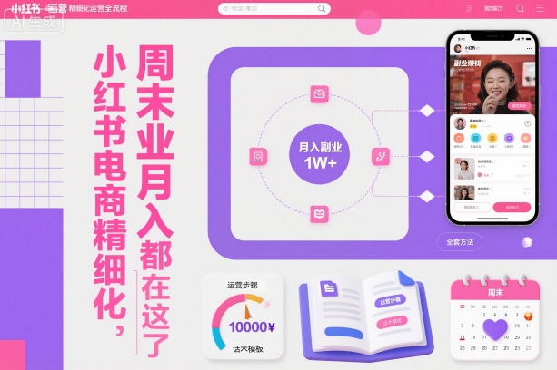 小红书电商精细化运营全流程，周末副业月入1W+，全套方法都在这了-小鹏项目网