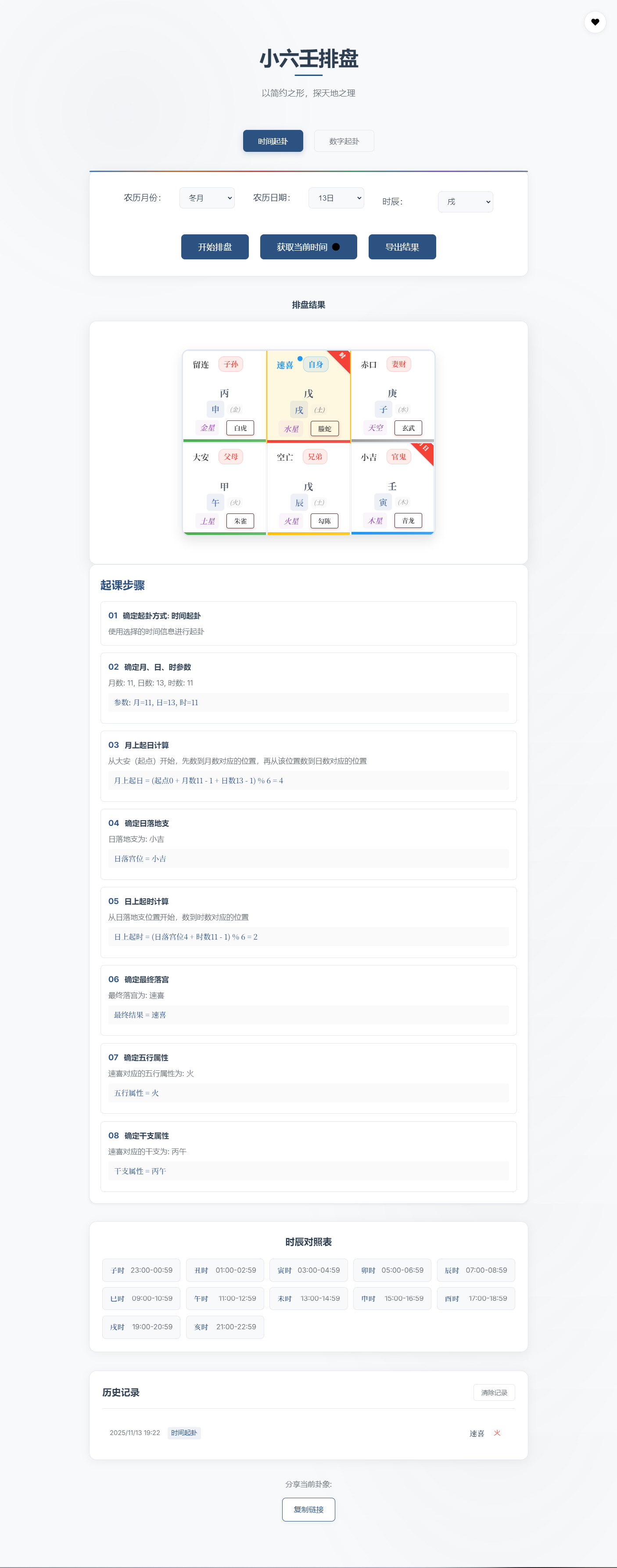 小六壬排盘工具源码 自适应双端-小鹏项目网