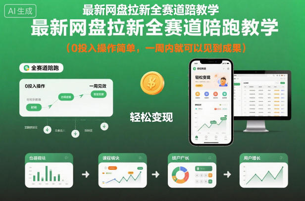 最新网盘拉新全赛道陪跑教学，0投入操作简单，一周内就可以见到成果-小鹏项目网