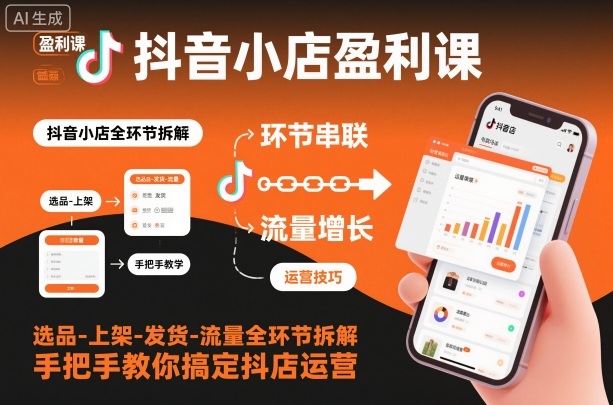 抖音小店盈利课-选品-上架-发货-流量全环节拆解，手把手教你搞定抖店运营-小鹏项目网