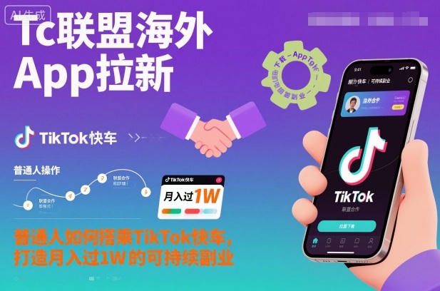 Tc联盟海外App拉新：普通人如何搭乘TikTok快车，打造月入过1W的可持续副业-小鹏项目网