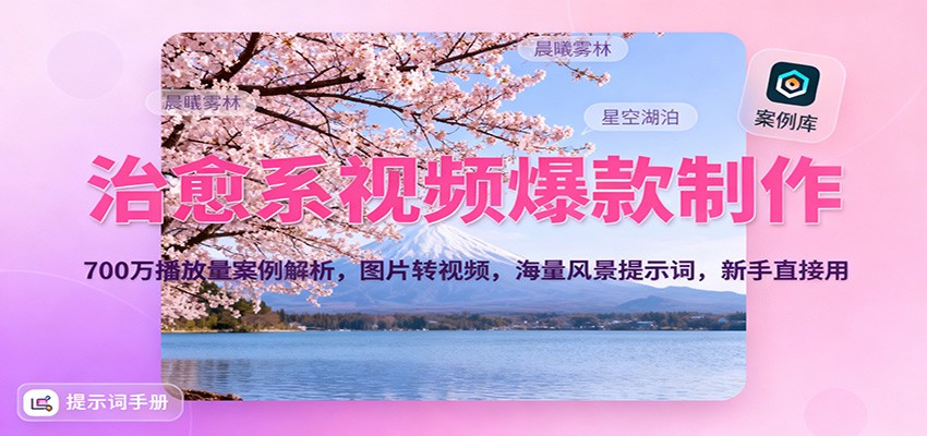 治愈系视频爆款制作，700万播放量案例解析，图片转视频，海量风景提示词，新手直接用-小鹏项目网