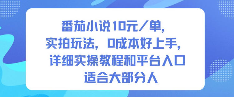 番茄小说10米每单，实拍玩法，0成本好上手，详细实操教程和平台入口适合大部分人-小鹏项目网