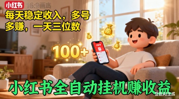 小红书自动挂G賺收益，每天稳定收入，多号多賺，一天三位数【揭秘】-小鹏项目网