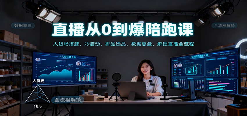 直播从0到爆陪跑课：人货场搭建，冷启动，排品选品，数据复盘，解锁直播全流程-小鹏项目网