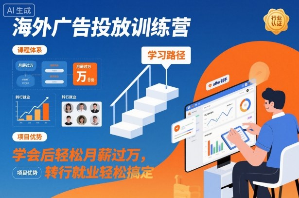 海外广告投放训练营，学会后轻松月薪过万，转行就业轻松搞定-小鹏项目网