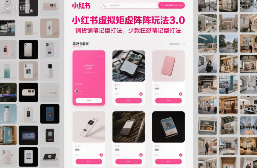小红书虚拟矩阵玩法3.0，铺货铺笔记型打法，少款狂怼笔记型打法-小鹏项目网