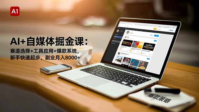 AI+自媒体掘金课：赛道选择+工具应用+爆款系统，新手快速起步，副业月入8000+-小鹏项目网