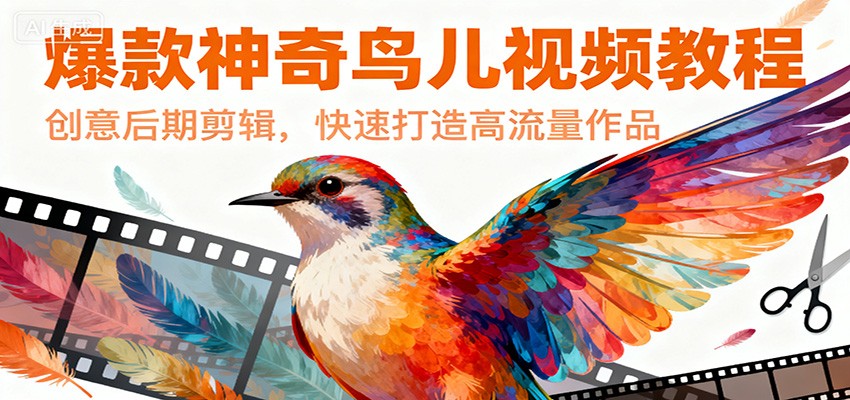 爆款神奇鸟儿视频教程，创意后期剪辑，快速打造高流量作品-小鹏项目网