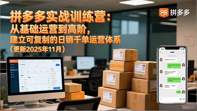 拼多多实战训练营：从基础运营到高阶，建立可复制的日销千单运营体系(更新11月-小鹏项目网