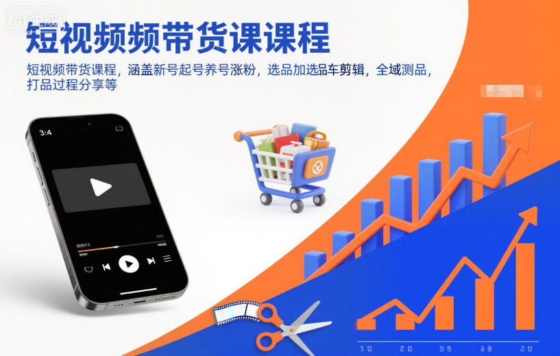 短视频带货课程，涵盖新号起号养号涨粉，选品加选品车剪辑，全域测品，打品过程分享等-小鹏项目网