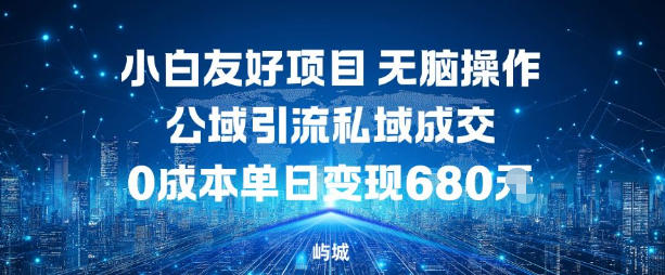 小白友好项目，无脑操作，公域引流私域成交，0成本单日变现680米-小鹏项目网