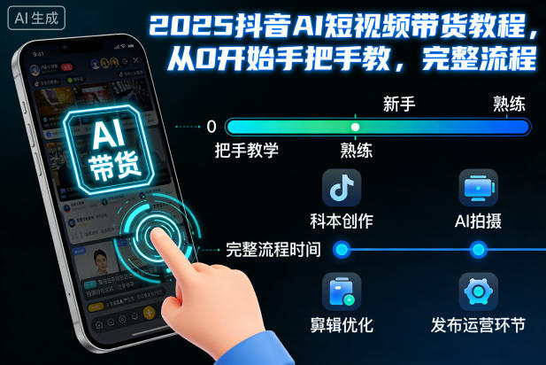 2025抖音AI短视频带货教程，从0开始手把手教，完整流程-小鹏项目网