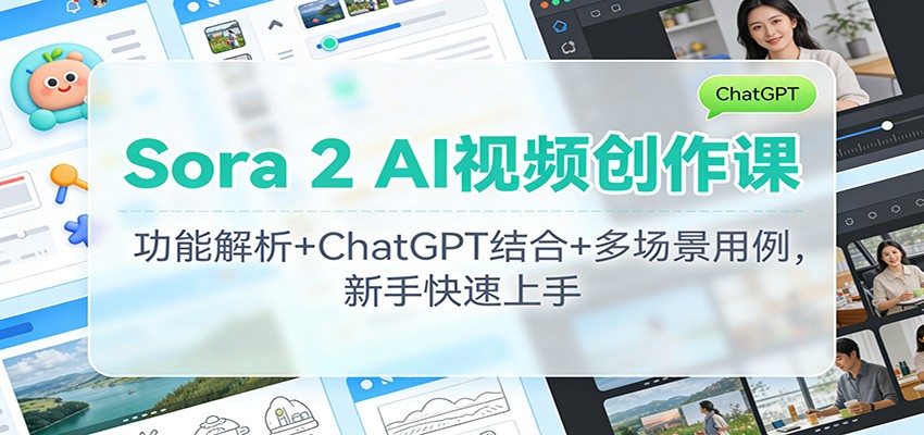 Sora 2 AI视频创作课：功能解析+ChatGPT结合+多场景用例，新手快速上手-小鹏项目网