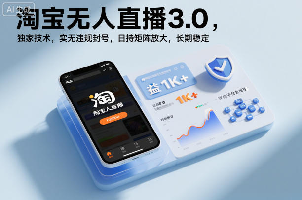 淘宝无人直播3.0，独家技术，实无违规封号，日收益1k+，支持矩阵放大，长期稳定【揭秘】-小鹏项目网