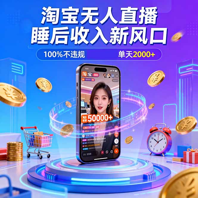 淘宝无人直播，不违规不封号，直播100小时卖了5万，年底旺季！-小鹏项目网