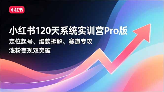 小红书120天系统实训营Pro版，定位起号、爆款拆解、赛道专攻，实现涨粉变现双突破-小鹏项目网