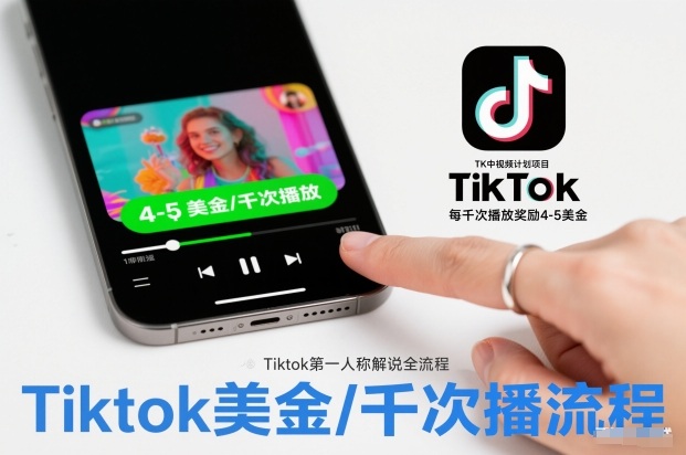 TK中视频计划项目，Tiktok第一人称解说流程，每干次播放奖励4-5美金-小鹏项目网