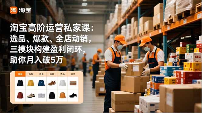 淘宝高阶运营私家课：选品、爆款、全店动销，三模块构建盈利闭环，助你月入破5万-小鹏项目网