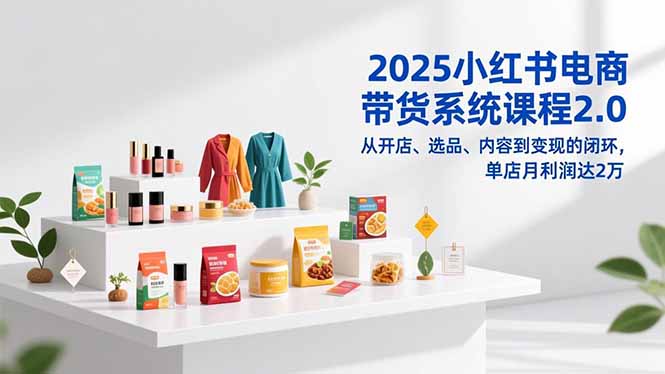 2025小红书电商带货系统课程2.0，从开店、选品、内容到变现的闭环，单店月利润达2万-小鹏项目网
