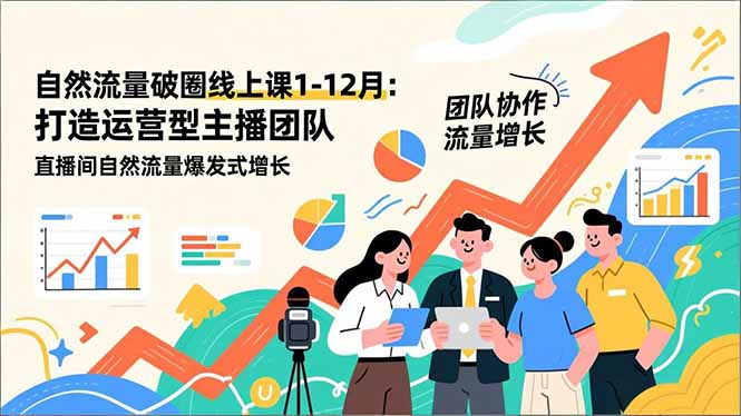 自然流量破圈线上课1-12月：打造运营型主播团队 直播间自然流量爆发式增长-小鹏项目网