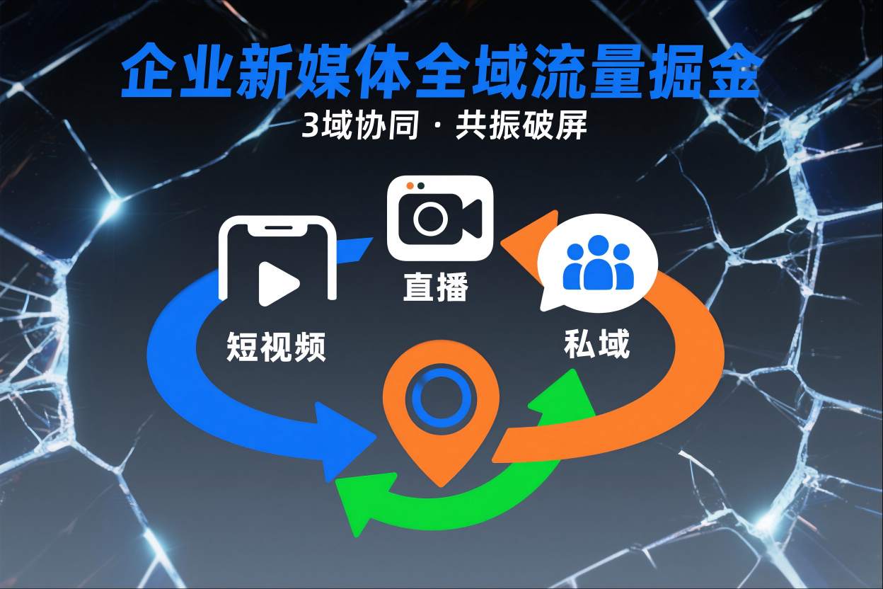 短视频全域商业模式，企业新媒体全域流量掘金，3域协同，共振破屏，短视频-直播-私域-地域-小鹏项目网