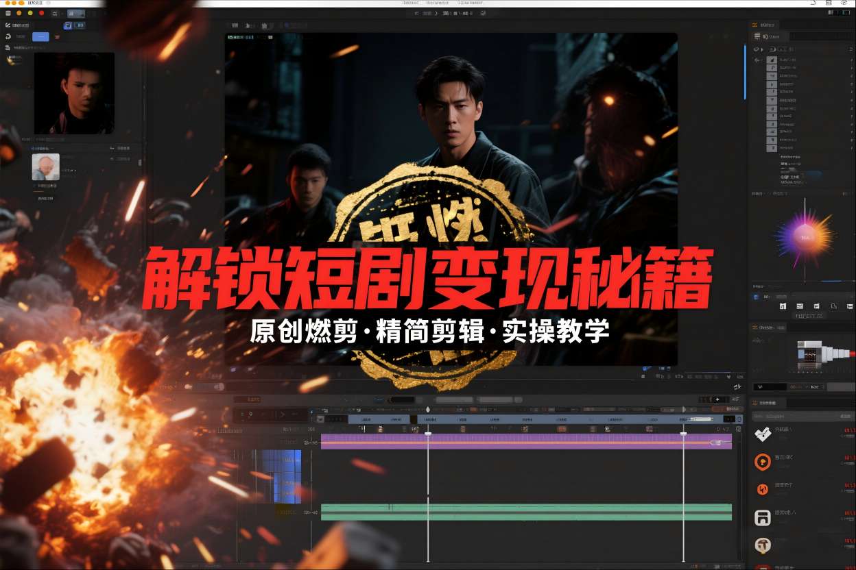 短剧拉新之原创燃剪精简剪辑实操课，解锁短剧变现秘籍-小鹏项目网