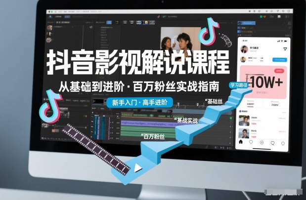 抖音百万粉丝影视解说课程，基础到进阶课，适合新手和进阶学习-小鹏项目网