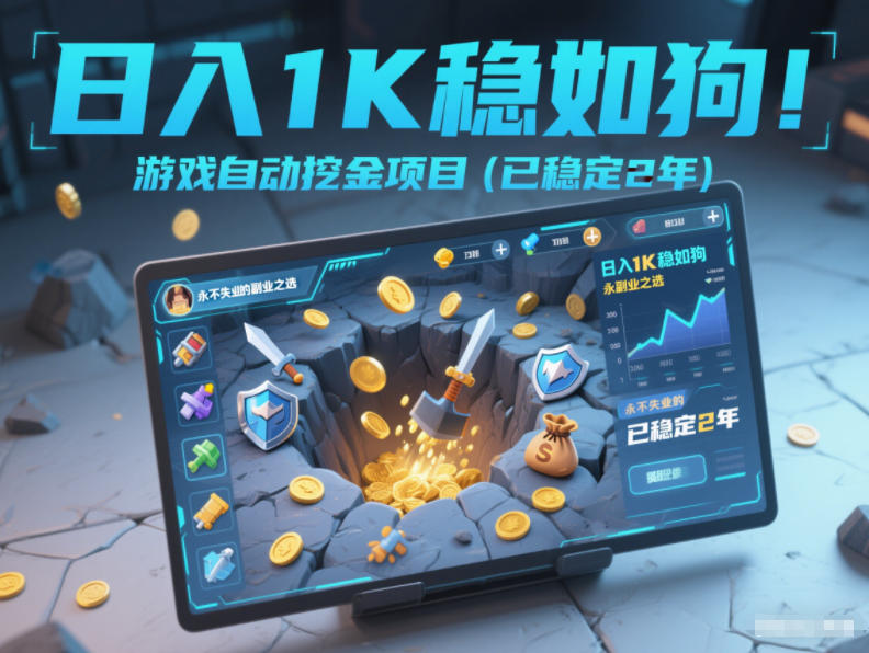 日入1K稳如狗！游戏自动挖金项目(已稳定2年)，永不失业的副业之选【揭秘】-小鹏项目网