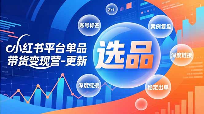小红书平台单品带货变现营-更新，极致选品、账号标签、案例复盘，深度链接，快速启动稳定出单-小鹏项目网