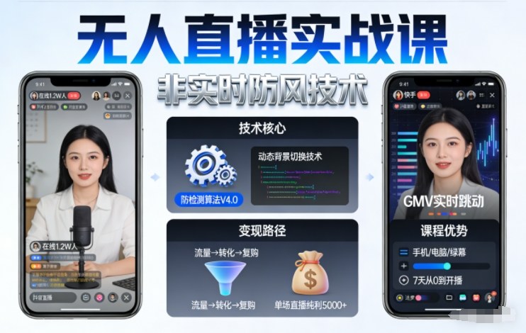 宝子哥无人直播实战课，非实时防风技术，聚焦抖音快手等平台直播带货，轻松开启直播变现之路(更新2026)-小鹏项目网