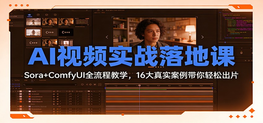 AI视频实战落地课：Sora+ComfyUI全流程教学，16大真实案例带你轻松出片-小鹏项目网