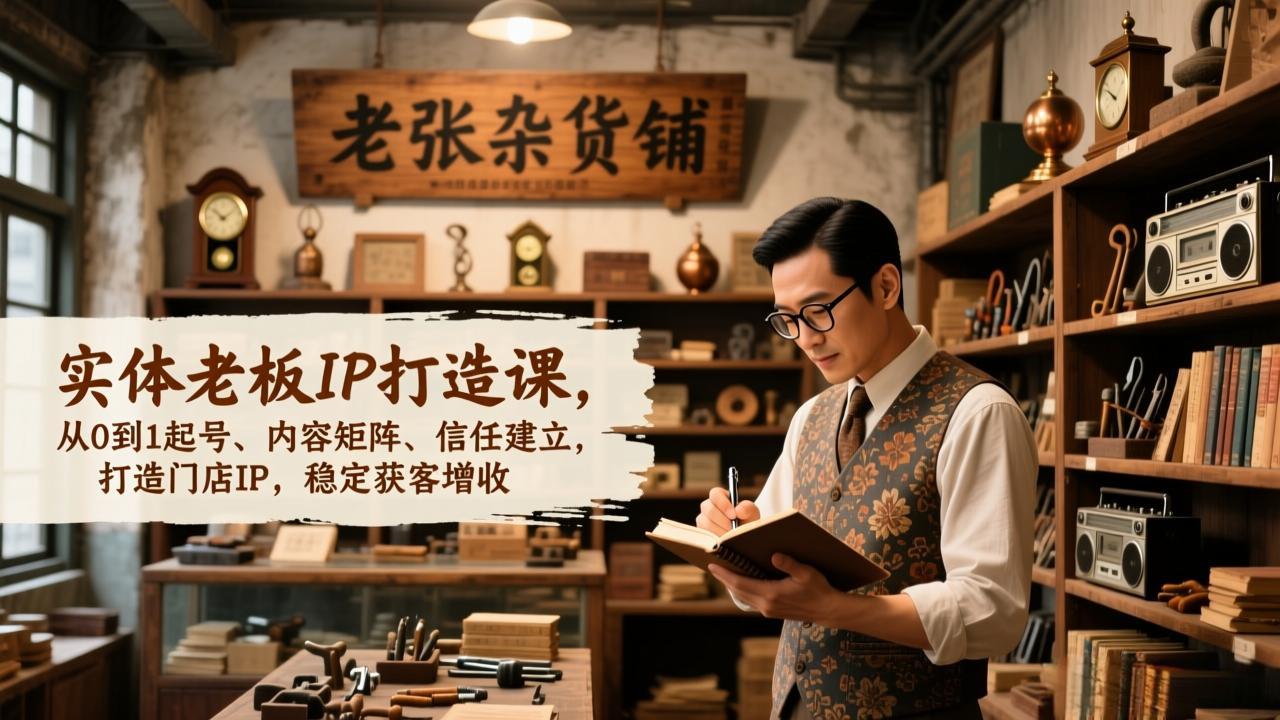 实体老板IP打造课，从0到1起号、内容矩阵、信任建立，打造门店IP，稳定获客增收-小鹏项目网