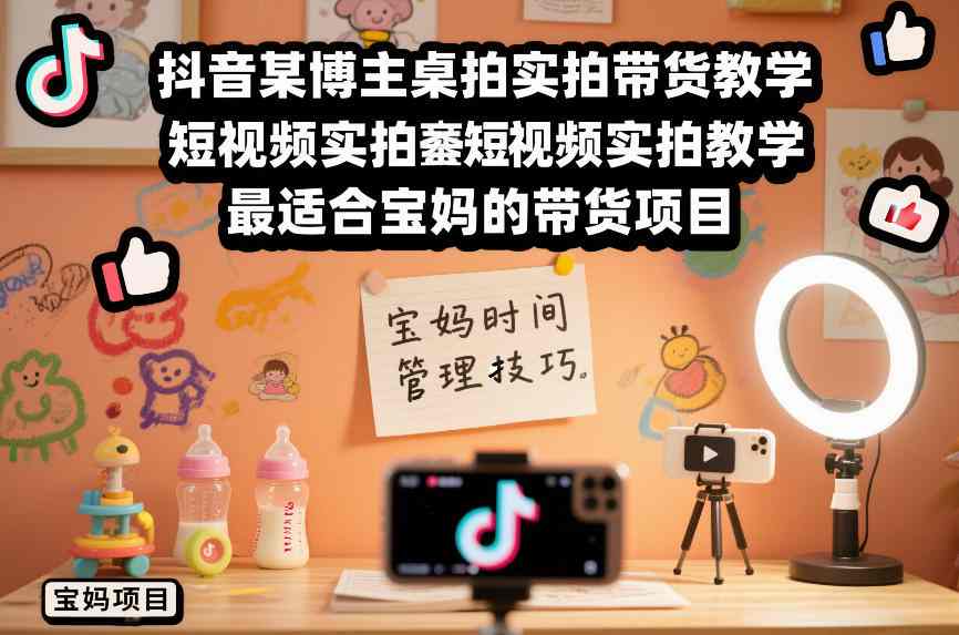 抖音某博主桌拍实拍带货教学，短视频实拍教学，最适合宝妈的带货项目-小鹏项目网