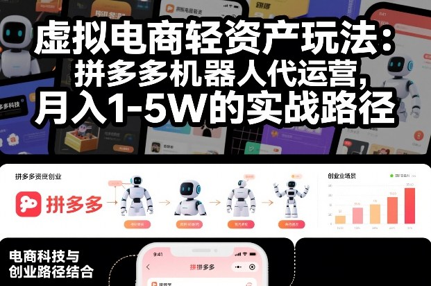 虚拟电商轻资产玩法：拼多多机器人代运营，月入1-5W的实战路径【揭秘】-小鹏项目网