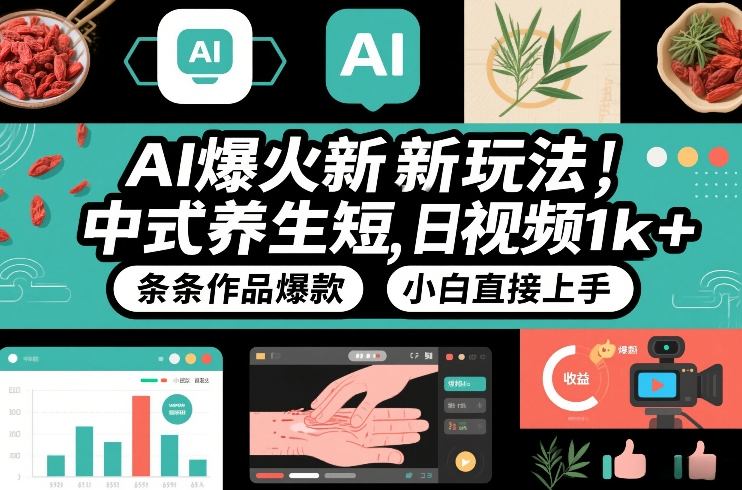 AI爆火新玩法，中式养生短视频，日收益1k+条条作品爆款，小白直接上手，附详细教程-小鹏项目网