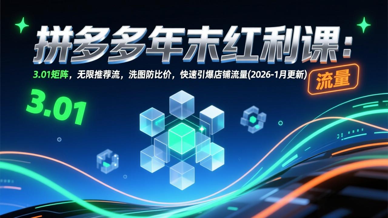 拼多多年末红利课：3.01矩阵，无限推荐流，洗图防比价，快速引爆店铺流量(2026-1月更新-小鹏项目网