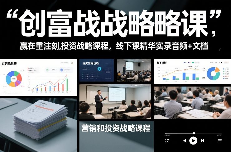 创富战略课，赢在重注时刻，营销和投资战略课程，线下课精华实录音频+文档-小鹏项目网