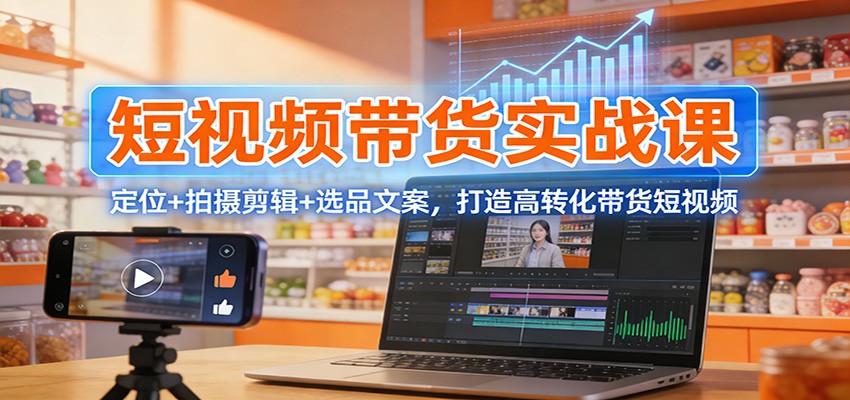 短视频带货实战课：定位+拍摄剪辑+选品文案，打造高转化带货短视频-小鹏项目网