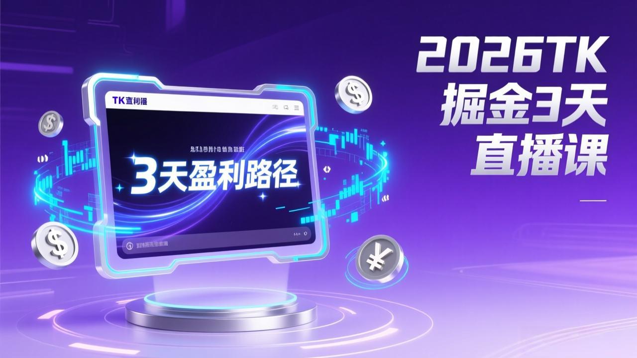 2026TK掘金直播课，起号涨粉+直播带货+商单变现+3天打通盈利路径，月入过万美金-小鹏项目网