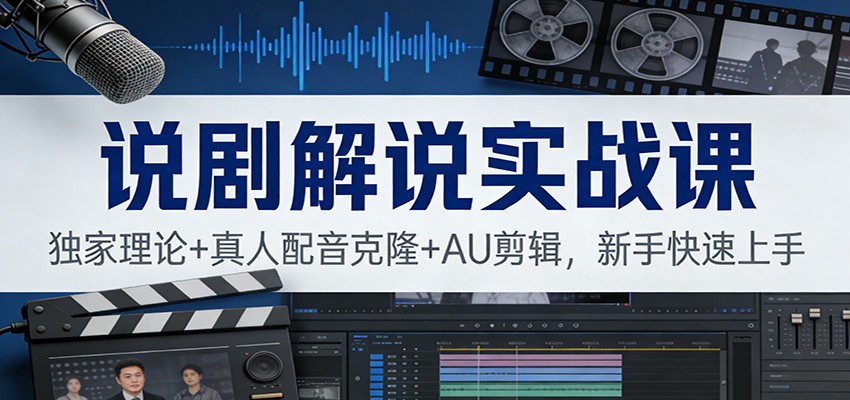 说剧解说实战课：独家理论+真人配音克隆+AU剪辑，新手快速上手-小鹏项目网