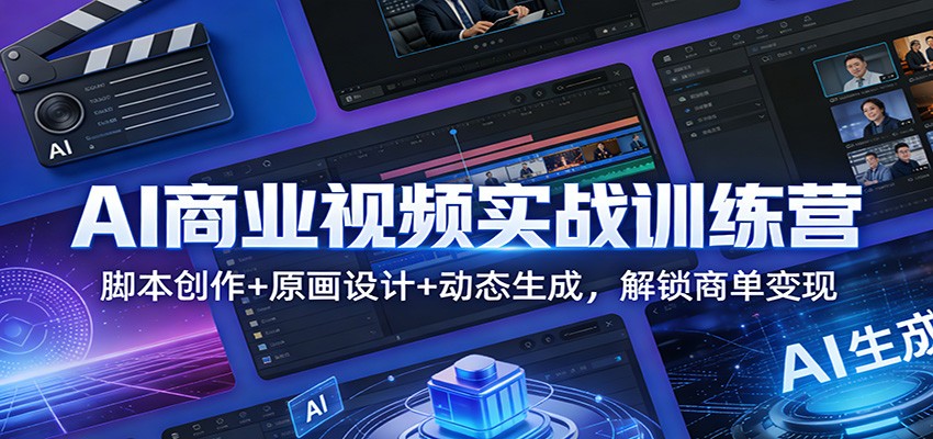 AI商业视频实战训练营：脚本创作+原画设计+动态生成，解锁商单变现-小鹏项目网