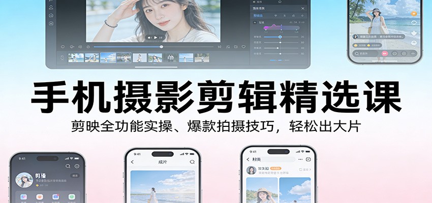 手机摄影剪辑精选课：剪映全功能实操、爆款拍摄技巧，轻松出大片-小鹏项目网